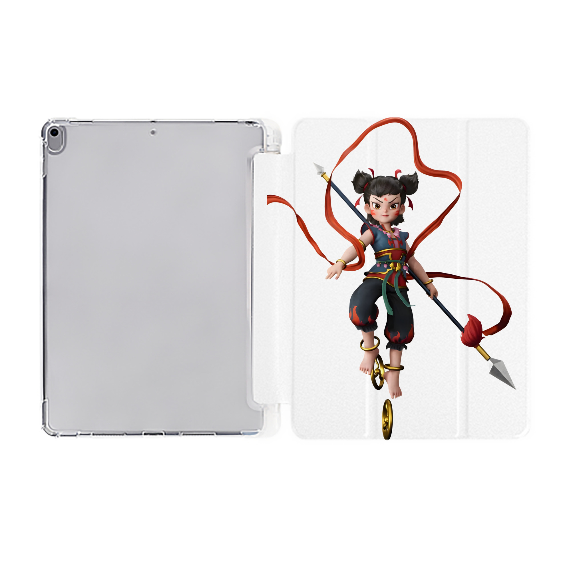 （画像用） Ne Zha 2 ナタ 魔童の大暴れ IPad ケース ペン収納付き 三つ折りスタンド PUレザー×シリコン 対応機種9.5/10.5/10.9インチ